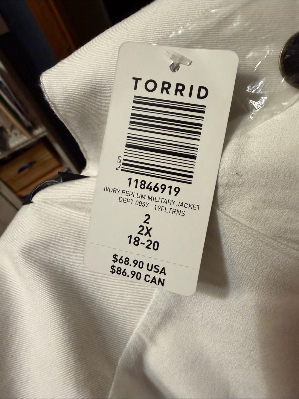 torrid Cream Layered Ruffle-Hem Button Jacket - Picture 3 of 9
